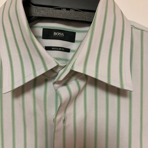 Hugo Boss shirt white green stripes 17/34-35 - Picture 2 of 4